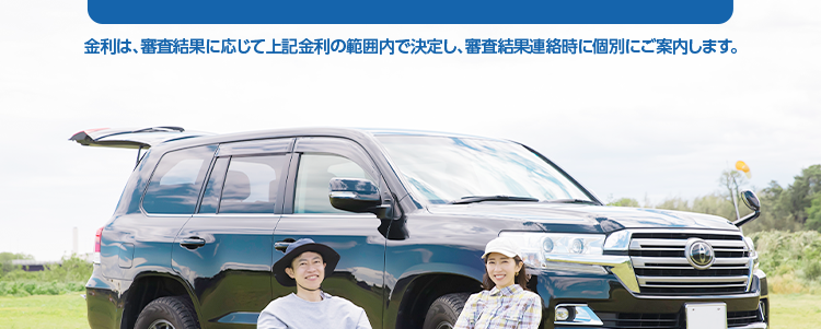 ジャパンダネットマイカーローン
計画的に返済できる
賢い人の
固定
固定金利
発売年 2.10%~4.20%
金利は、審査結果に応じて上記金利の範囲内で決定し、 審査結果連絡時に個別にご案内します。
POINT 01
POINT 02
日本全国対応
新規口座開設不要