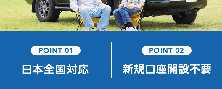 ジャパンダネットマイカーローン
計画的に返済できる
賢い人の
固定
固定金利
発売年 2.10%~4.20%
金利は、審査結果に応じて上記金利の範囲内で決定し、 審査結果連絡時に個別にご案内します。
POINT 01
POINT 02
日本全国対応
新規口座開設不要